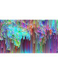 Kaleidoscope Chaos Desk Mat 40x20 featuring bold vertical brushstrokes for vibrant creative energy