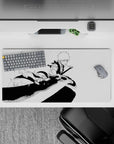 Ichigo from Bleach mid-strike on 32x16 inch anime mouse pad, showcasing dynamic black-and-white manga energy.