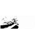 Anime mouse pad 32x12 inches featuring Ichigo from Bleach, capturing his powerful strike in monochrome manga style.