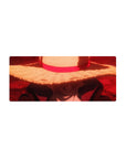 Mouse pad featuring Luffy from One Piece, 28x12 inches, with his straw hat shading his face, capturing his intense focus and leadership.