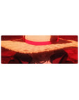 Compact 32x12 inches mouse pad featuring Luffy from One Piece, with his straw hat shading his face, showcasing his serious and focused demeanor.