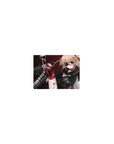 Classic anime girl mouse pad 14x10 inches with blonde punk angel, eyepatch, heart choker, black boots.