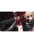 Anime girl desk pad 40x20 inches with blonde punk-angel in eyepatch, heart choker, and black boots.