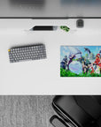Vibrant 14x10 inches anime mouse pad in vivid greens and icy blues with bright, upbeat fantasy energy.