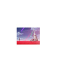 Classic anime mouse pad 14x10 inches with girl in uniform, red petals, and fallen white mech under neon sky.