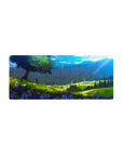 Anime mouse pad 28x12 inches featuring a peaceful scene from Attack on Titan with wildflowers, hills, and a massive wall.