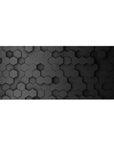 Desk pad featuring hexagonal pattern design, 36x16 inches, with a 3D honeycomb in muted black tones for a sleek, futuristic touch to your desk.