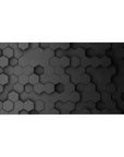 Desk pad featuring hexagonal pattern design, 40x20 inches, with a sleek 3D honeycomb in muted black tones for a minimalist, futuristic vibe.