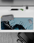 32x12 inches mouse pad with Dragon's Abyss design, capturing deep blues and teal tones with abstract strokes for a mysterious, creative atmosphere.