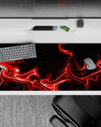 36x16 inches mouse pad with red and black abstract design, blending fiery red streaks and dark background for a bold, energetic vibe in your workspace.