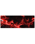 Compact 32x12 inches mouse pad with red and black abstract design, featuring fiery red streaks and dark background for an action-packed vibe.