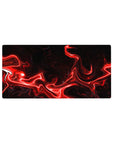 Mouse pad featuring red and black abstract design, 32x16 inches, with fiery red streaks and dark background for a bold and captivating look.