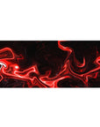 Mouse pad featuring red and black abstract design, 36x16 inches, with fiery red streaks and dark background for an intense, dynamic workspace effect.