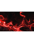 Mouse pad featuring red and black abstract design, 40x20 inches, with fiery red streaks against a dark background for a bold, energetic vibe.