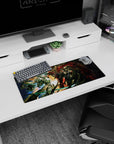 Dynamic armored warriors artwork on 28x12 mouse pad perfect for fans of Overlord's intense action scenes
