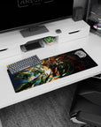 Small but impactful 32x12 mouse pad showcases armored warriors' intensity with striking artistry