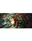 Armored warriors mouse pad 36x16 with fierce clash for bold and striking anime-inspired decor