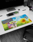32x16 inches Touhou Project mouse pad featuring Patchouli Knowledge and Youmu Konpaku relaxing in a meadow.
