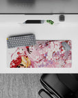 28x12 inches mouse pad with Zero Two from Darling in the Franxx, showcasing her elegance in a kimono surrounded by cherry blossoms.