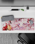 32x12 inches mouse pad featuring Zero Two in a kimono under a cherry blossom tree, capturing a delicate and serene sakura atmosphere.