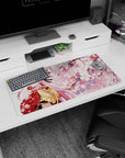 Modern 32x16 inches mouse pad featuring Zero Two from Darling in the Franxx, capturing her beauty in a kimono under the sakura tree.