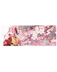 Compact 32x12 inches mouse pad with Zero Two from Darling in the Franxx, surrounded by cherry blossoms in a serene and elegant kimono scene.