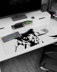36x16 inches anime desk pad showing wild-eyed spiky-haired fighter lunging forward, teeth bared.