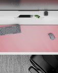 Striking 36x16 desk pad highlights soft pink tones with smooth gradient transitions in stunning simplicity