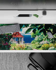 36x16 inches mouse pad with lush greenery, radiant blooms, and a serene coastal view for a tranquil, nature-inspired workspace.