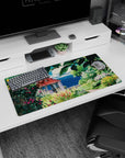 Modern 32x16 inches mouse pad featuring a secret garden, lush greenery, radiant blooms, and a coastal view for peaceful beauty.