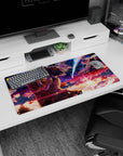 32x16 inches Your Name mouse pad featuring Taki and Mitsuha kissing beneath a comet in a night sky.