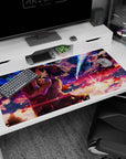 40x20 inches Your Name desk pad featuring Taki and Mitsuha kissing beneath a radiant comet.