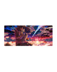 28x12 inches anime mouse pad with comet-lit kiss scene, drifting petals, and crisp school uniform details.