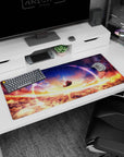 36x16 inches desk pad featuring an anime girl falling through clouds under a starry arc ring.