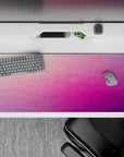36x16 inches desk pad with seamless geometric design in pastel shades, blending subtle elegance with a bold, modern workspace aesthetic.