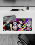 Anime mouse pad featuring Tengen Uzui, Nezuko, Gyutaro, and Daki from Demon Slayer, size 28x12 inches.