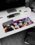 Anime mouse pad 32x12 inches featuring Tengen Uzui, Nezuko, Gyutaro, Daki from Demon Slayer with vibrant colors.