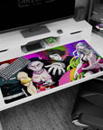 Anime mouse pad 40x20 inches featuring Tengen Uzui, Nezuko, Gyutaro, and Daki from Demon Slayer with vibrant colors.