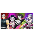 Demon Slayer anime mouse pad 32x16 inches featuring Tengen Uzui, Nezuko, Gyutaro, and Daki with vibrant colorful backgrounds.