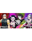 Anime desk pad 36x16 inches featuring Tengen Uzui, Nezuko, Gyutaro, and Daki from Demon Slayer with vibrant colors.