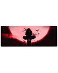 Compact mysterious shinobi mouse pad 32x12 with blood-red moon for sleek and edgy desk aesthetics