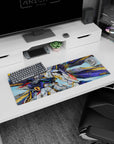 32x12 inches Gundam Wing mouse pad showing Wing Gundam Zero like a cockpit view, sky-bright and bold.
