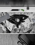 40x20 inches desk pad capturing Naruto’s intense action in black-and-white, bringing his dynamic energy to your workspace.