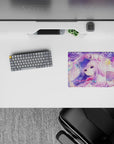 14x10 inches classic anime girl mouse pad in lavender, pink, and candy crystal glow with dreamy circles.