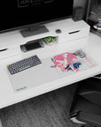 32x12 inches Darling in the Franxx Zero Two mouse pad, floating midair with ribbon loops and candy-red shoes.