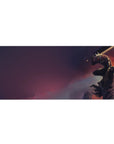 Berserk desk pad featuring Guts in his Berserker Armor with a dramatic sky, 36x16 inches, perfect for adding strength, isolation, and determination to your workspace.