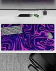 32x16 inches mouse pad with purple swirl abstract design, blending deep purples and vibrant pinks for a lively, artistic, and dynamic effect.