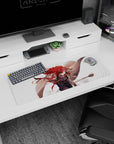32x12 inches anime girl desk pad featuring focused heroine swinging a staff, poster-style art for gaming.