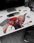 40x20 inches anime girl mouse pad showing a focused heroine swinging a staff, poster-style desk mat.