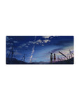 28x12 inches anime mouse pad with students on a summer road under a towering spiral cloud and power lines.